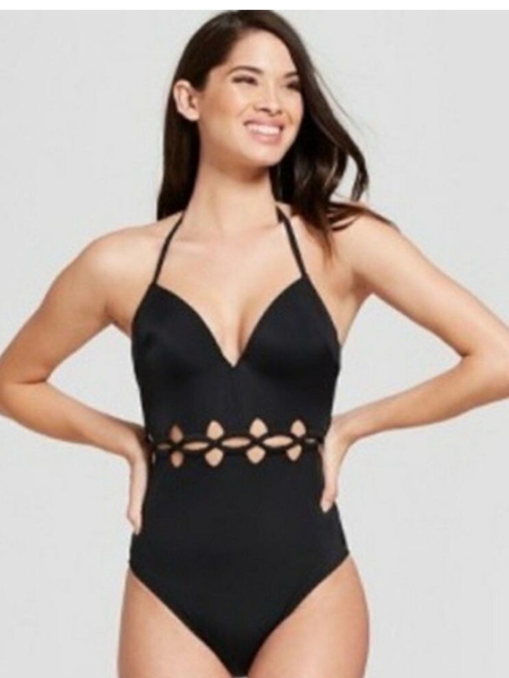 EUC Black Laced One Piece Swimsuit